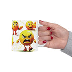 Emoji Custom Ceramic Mug, Funny Emoji Coffee Cup, Personalized Emoji Gift for Coffee Lovers 11oz, 15oz