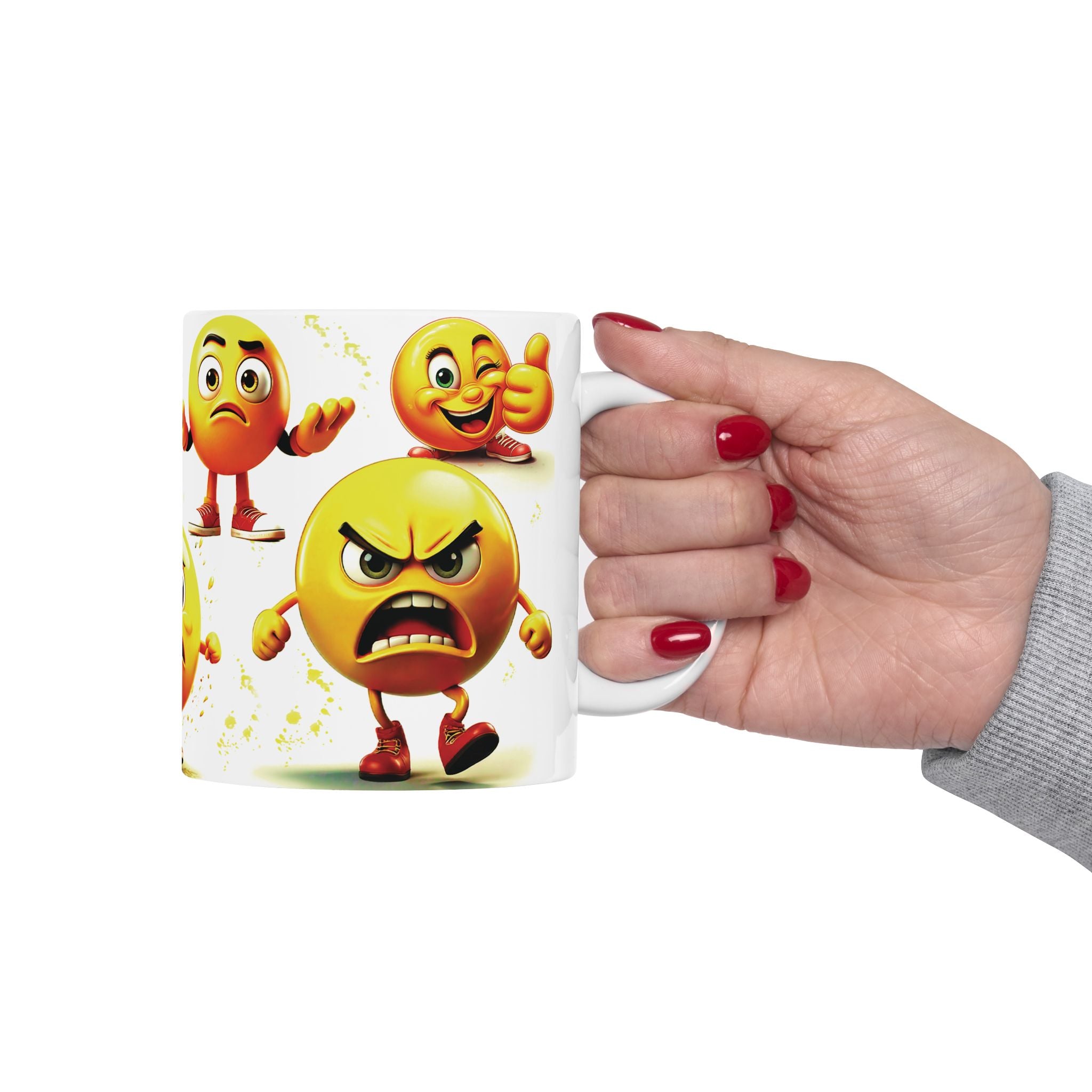 Emoji Custom Ceramic Mug, Funny Emoji Coffee Cup, Personalized Emoji Gift for Coffee Lovers 11oz, 15oz