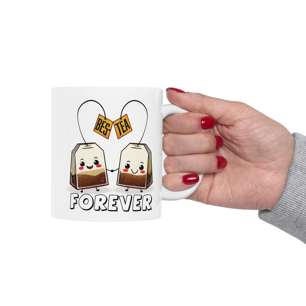 Bes-Tea Humorous, Best Friends Ceramic Mug, Funny Tea Lover Gift, 11oz 15oz Coffee Cup, Bestie Gift, Friendship Cup, Humor Tea Mug.