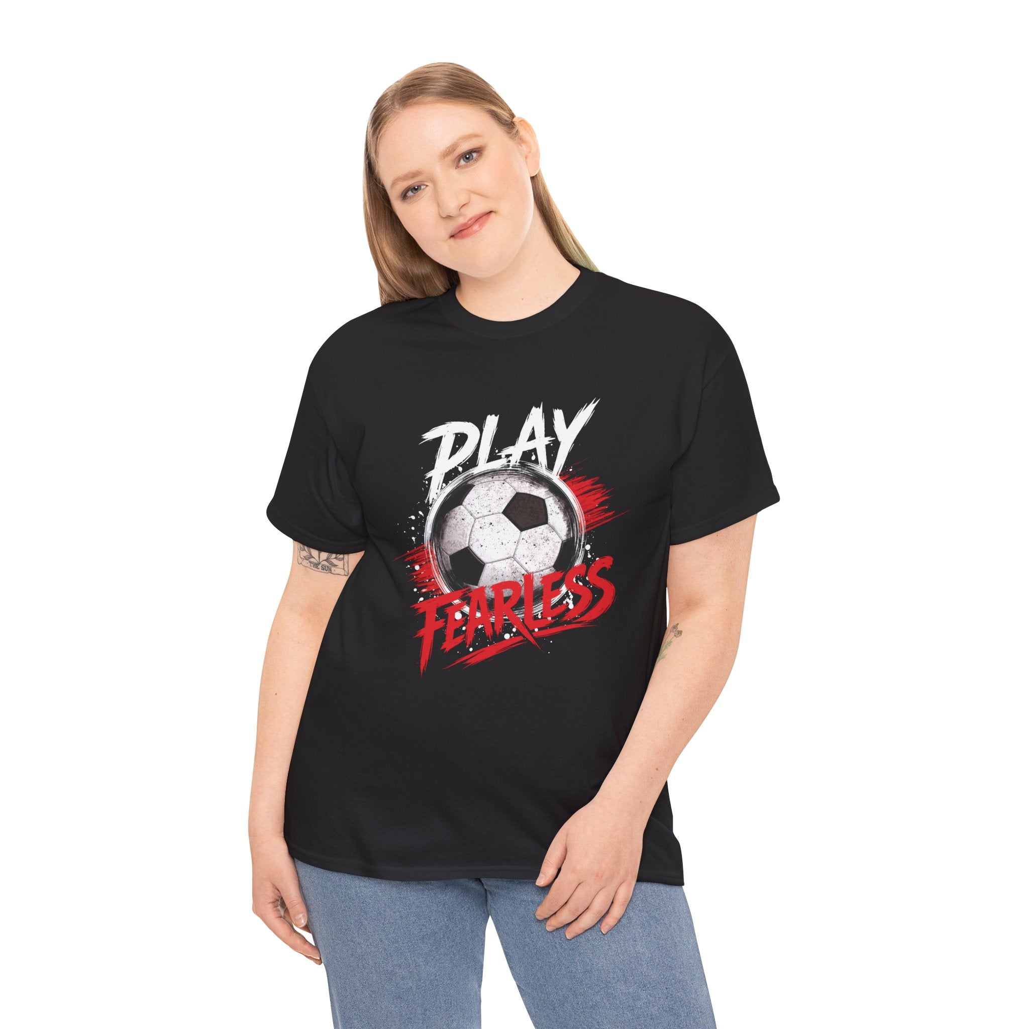 Play Fearless Soccer T-Shirt | Motivational Soccer Graphic Tee | Athlete Gift | Soccer Player Shirt | Sports Fan Unisex Tee