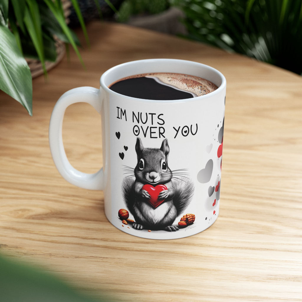 Im Nuts Over You Ceramic Mug, Custom Design Coffee Cup, Personalized Tea Mug, Funny Nut Lover Gift, Customized Love Drinkware, Romantic.