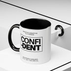 Confident Inspirational Accent Coffee Mug — 'Confident' Motivational Tea Cup with Black Handle