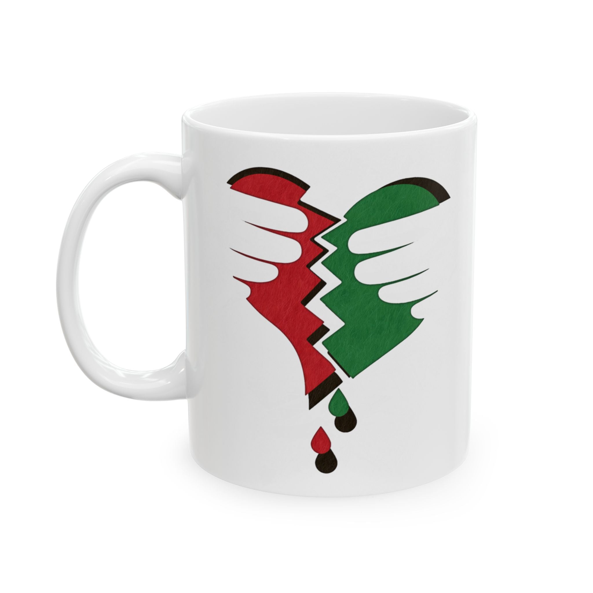 Broken Heart Palestine Ceramic Mug — Custom 11oz & 15oz
