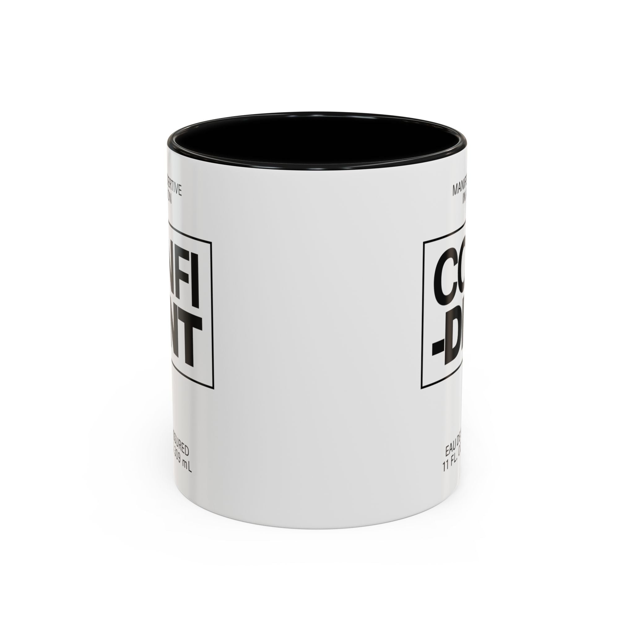 Confident Inspirational Accent Coffee Mug — 'Confident' Motivational Tea Cup with Black Handle