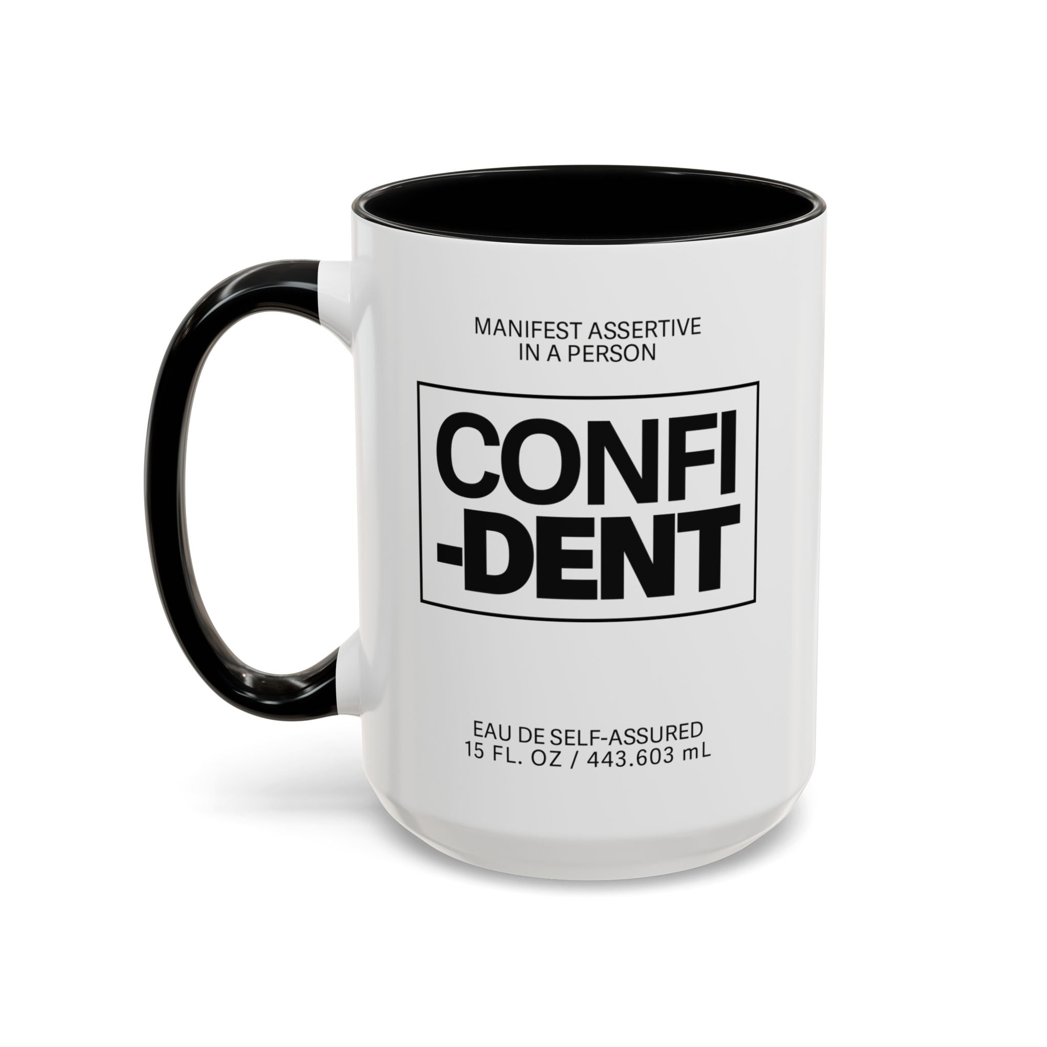 Confident Inspirational Accent Coffee Mug — 'Confident' Motivational Tea Cup with Black Handle
