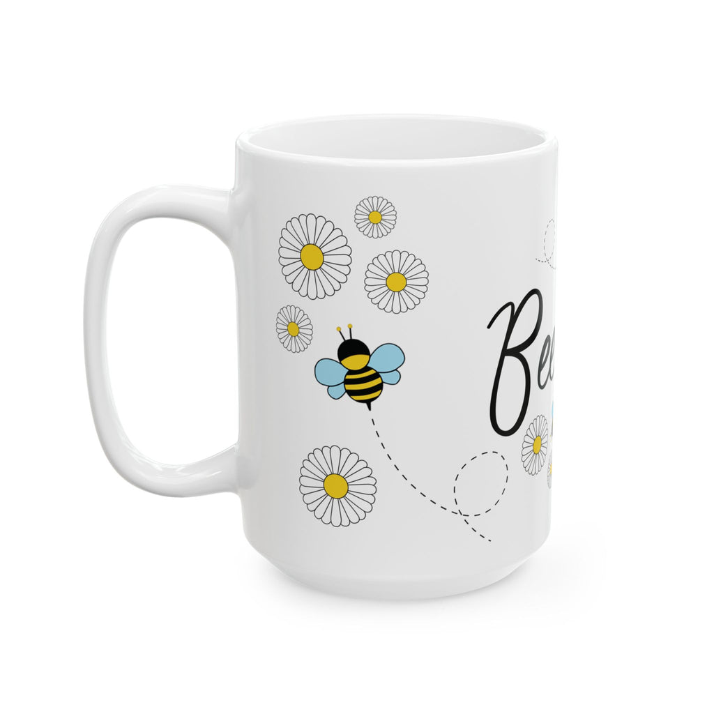 Bee Happy Custom Design Ceramic Mug, Personalized Bumble Bee Coffee Cup, Custom 11oz 15oz Tea Mug, Gift for Bee Lovers, Beekeeper Present.
