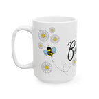 Bee Happy Custom Design Ceramic Mug, Personalized Bumble Bee Coffee Cup, Custom 11oz 15oz Tea Mug, Gift for Bee Lovers, Beekeeper Present.