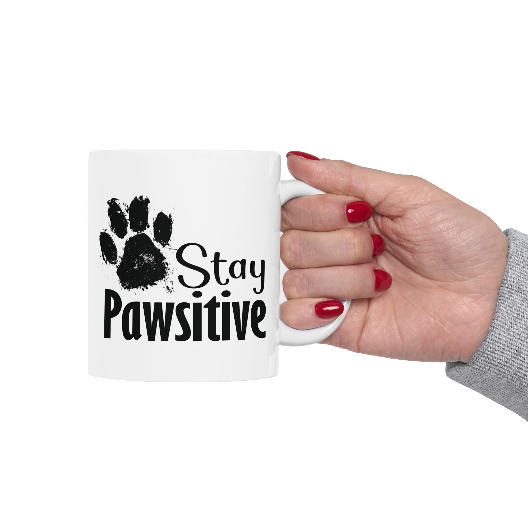 Stay Pawsitive Mug, Dog Lover Gift, Animal Lover Coffee Cup