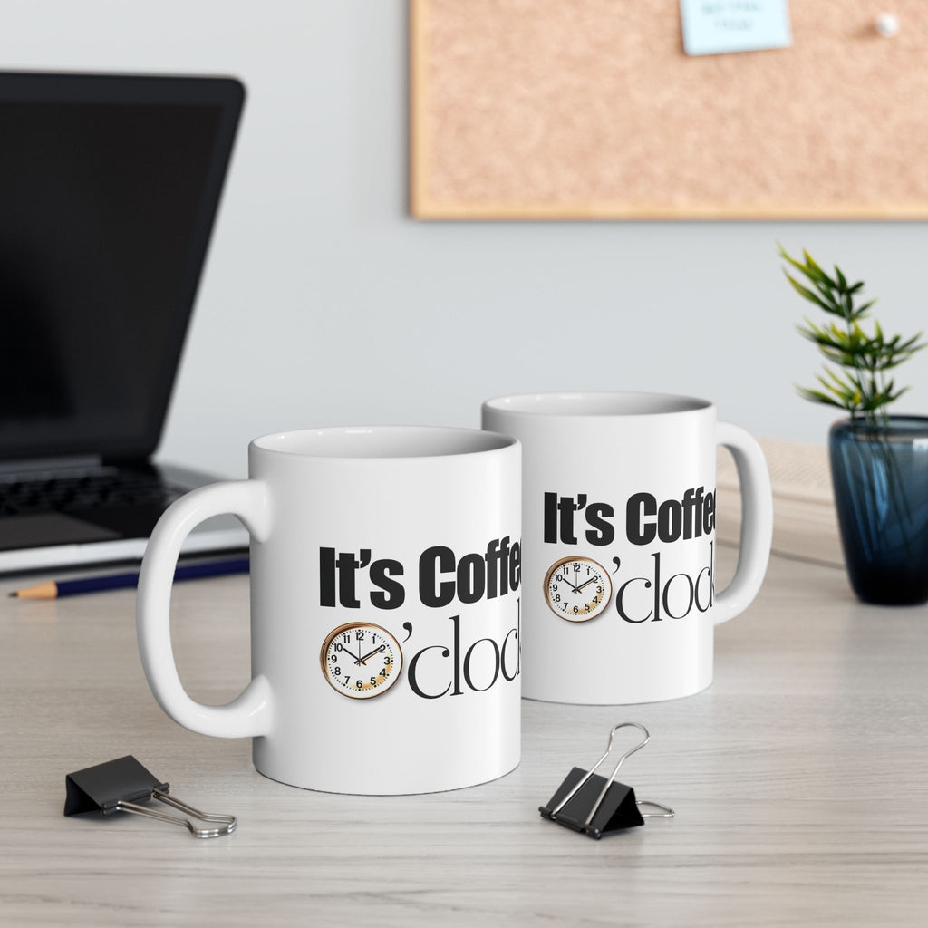 It's Coffee o'Clock Ceramic Mug, Coffee Lover Gift, Kitchen Decor, Funny Mug, 11oz 15oz Options.