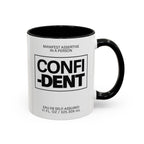 Confident Inspirational Accent Coffee Mug — 'Confident' Motivational Tea Cup with Black Handle