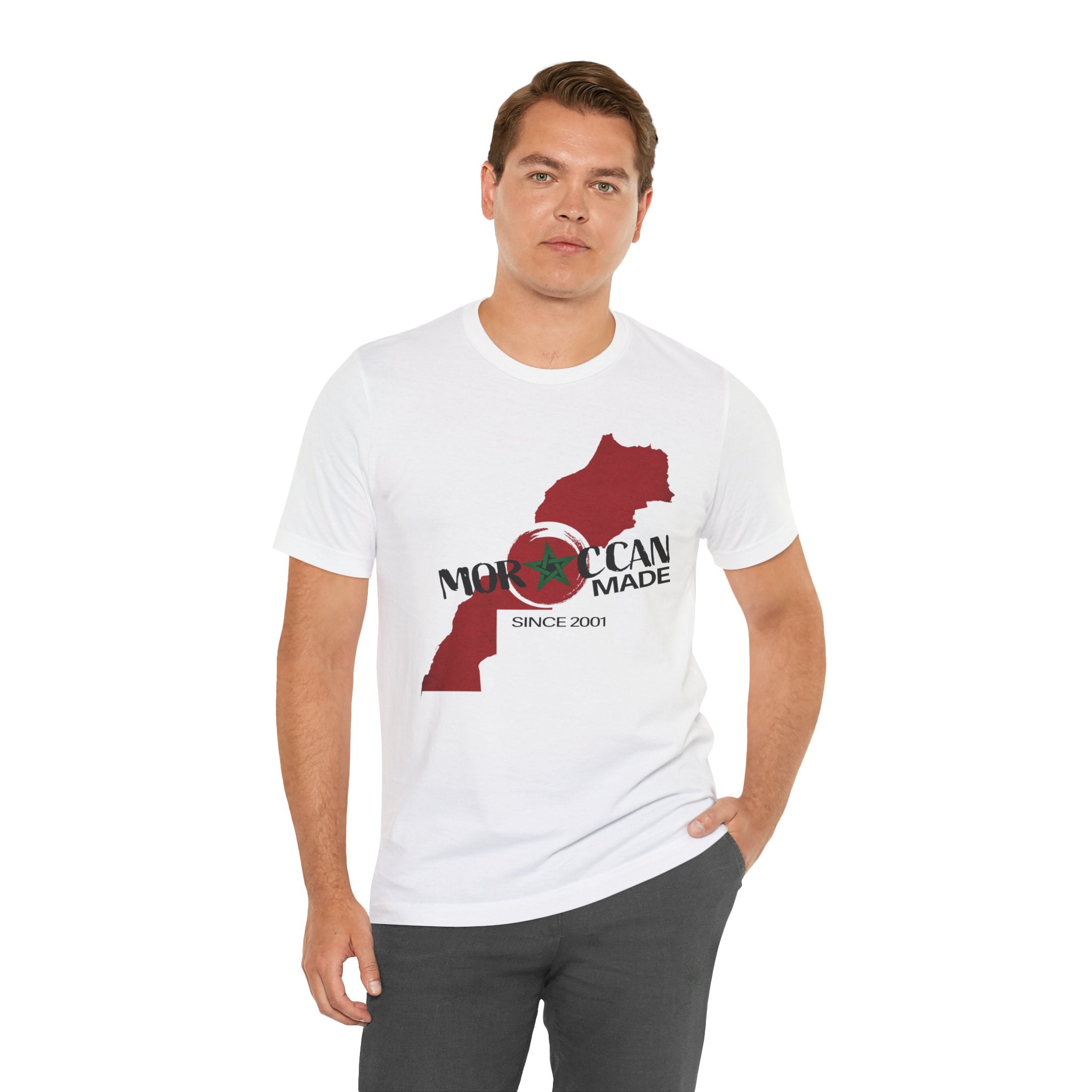 Moroccan Made Map Tee | Morocco Flag Outline T-Shirt