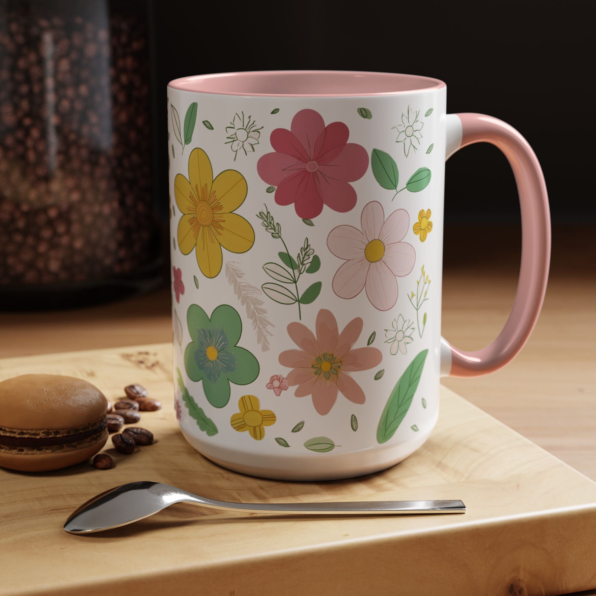 Blossom Floral Mug, Flower Ceramic Cup, Pretty Floral Tea Mug, Coffee Cup Gift, Spring Blossom Mug.