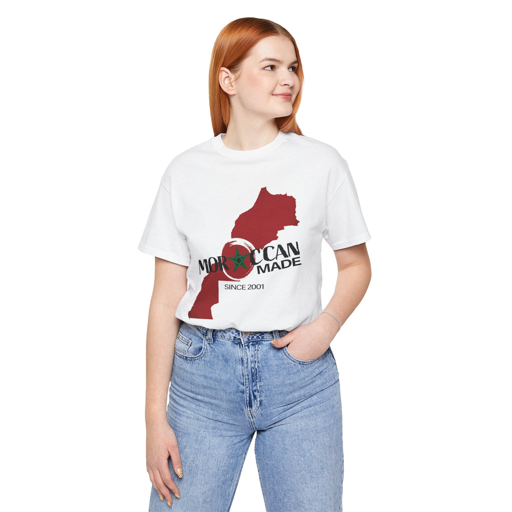 Moroccan Made Map Tee | Morocco Flag Outline T-Shirt