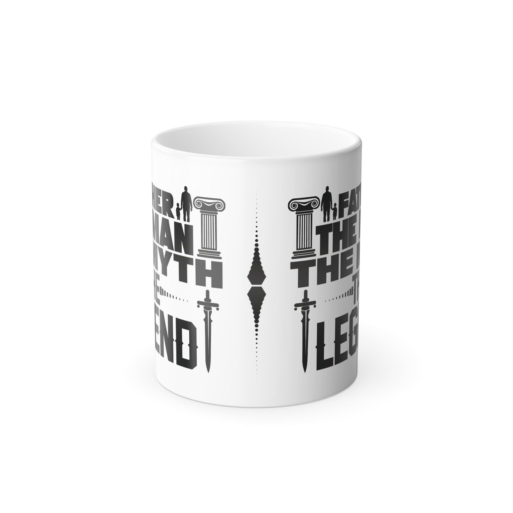 Father - The Man, The Myth, The Legend, Color Changing Coffee Mug, Daddy Gift, Father's Day Present, Dad Birthday Cup, Office Tea Cup, Heat.