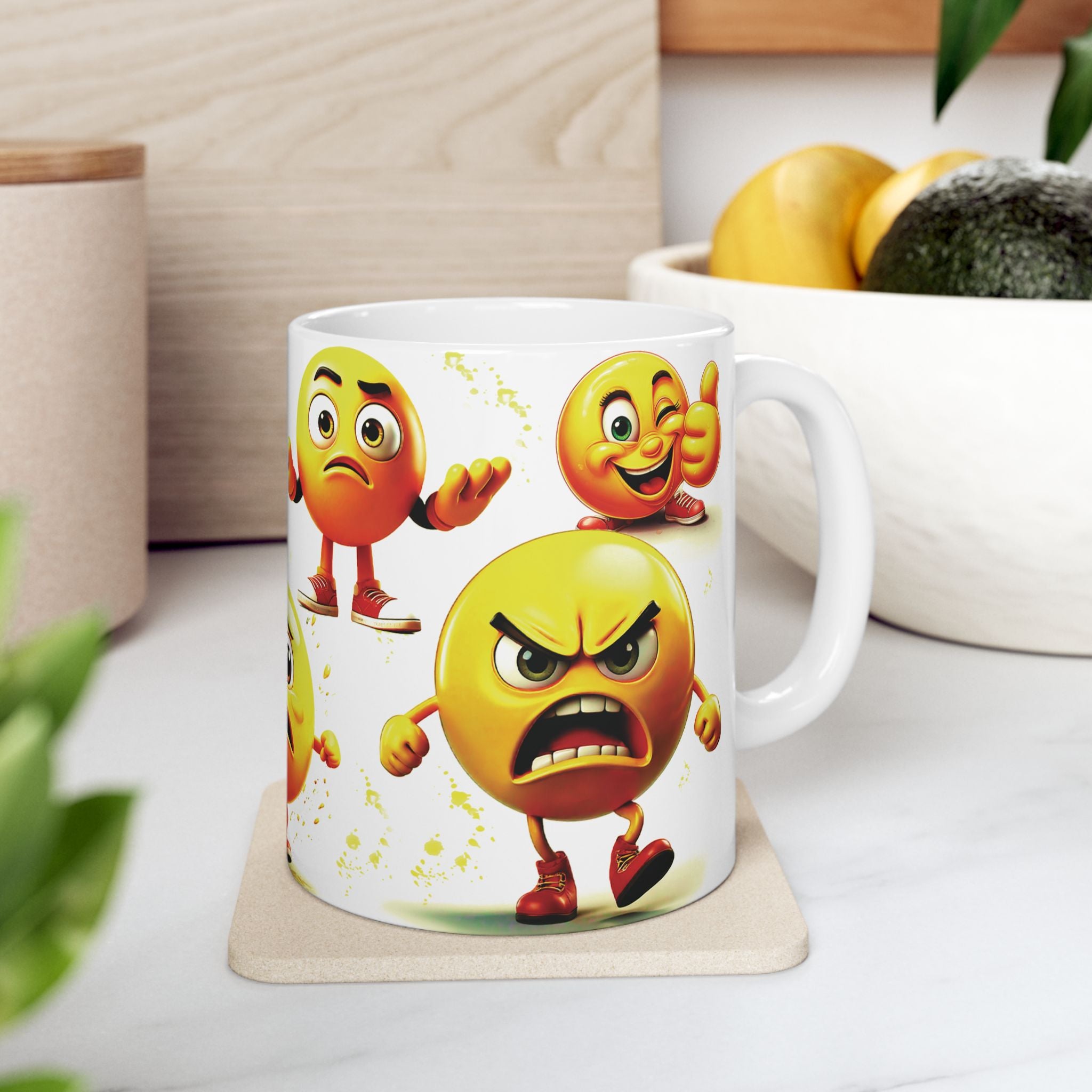 Emoji Custom Ceramic Mug, Funny Emoji Coffee Cup, Personalized Emoji Gift for Coffee Lovers 11oz, 15oz
