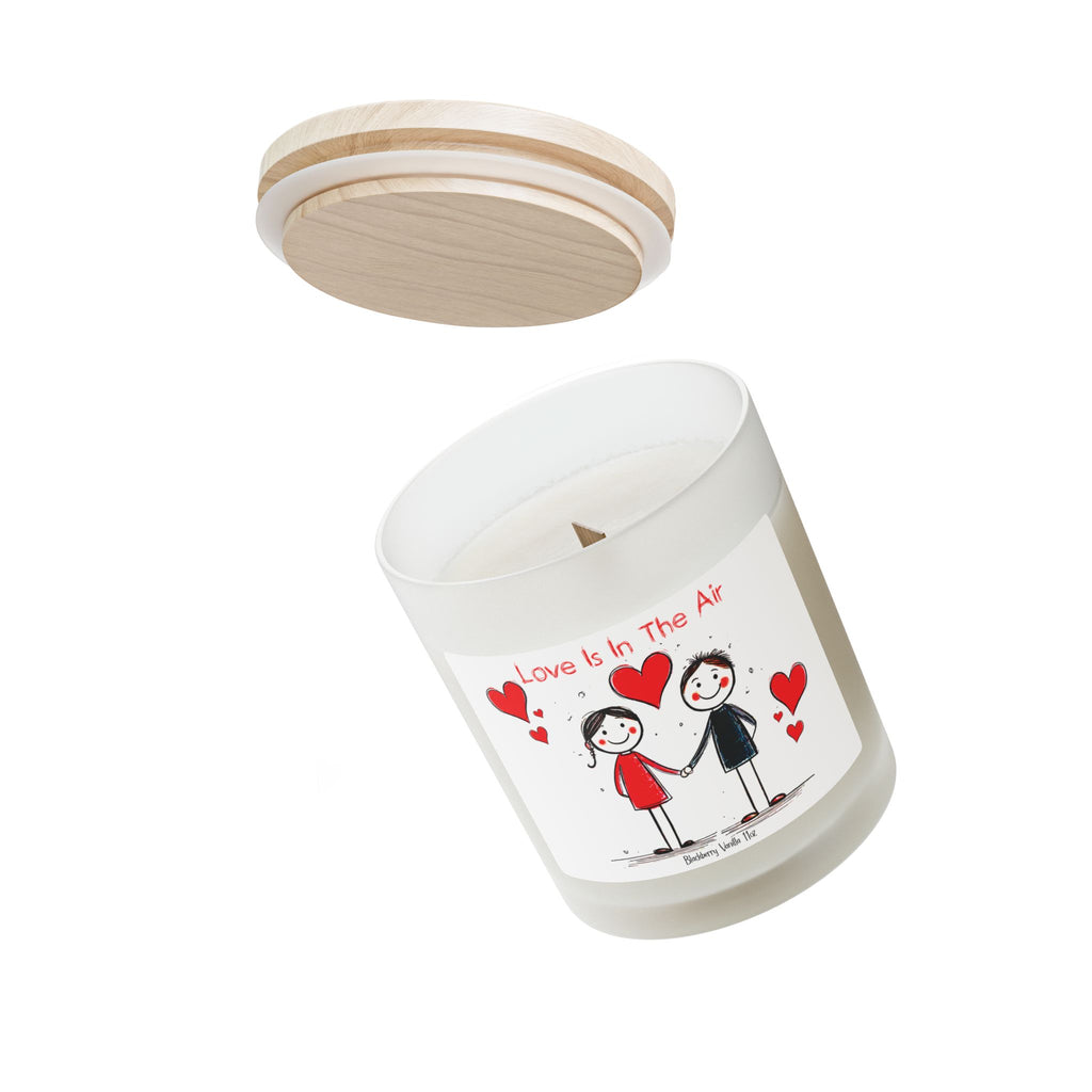 Love Is In The Air Blackberry Vanilla Frosted Glass Candle — 11oz Wooden Wick