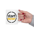 Start Now round badge Mug | Motivational typography coffee cup