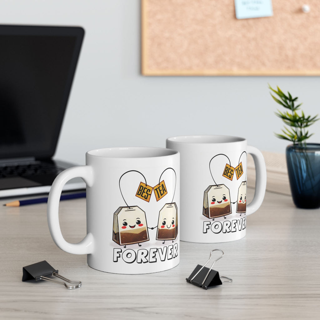 Bes-Tea Humorous, Best Friends Ceramic Mug, Funny Tea Lover Gift, 11oz 15oz Coffee Cup, Bestie Gift, Friendship Cup, Humor Tea Mug.