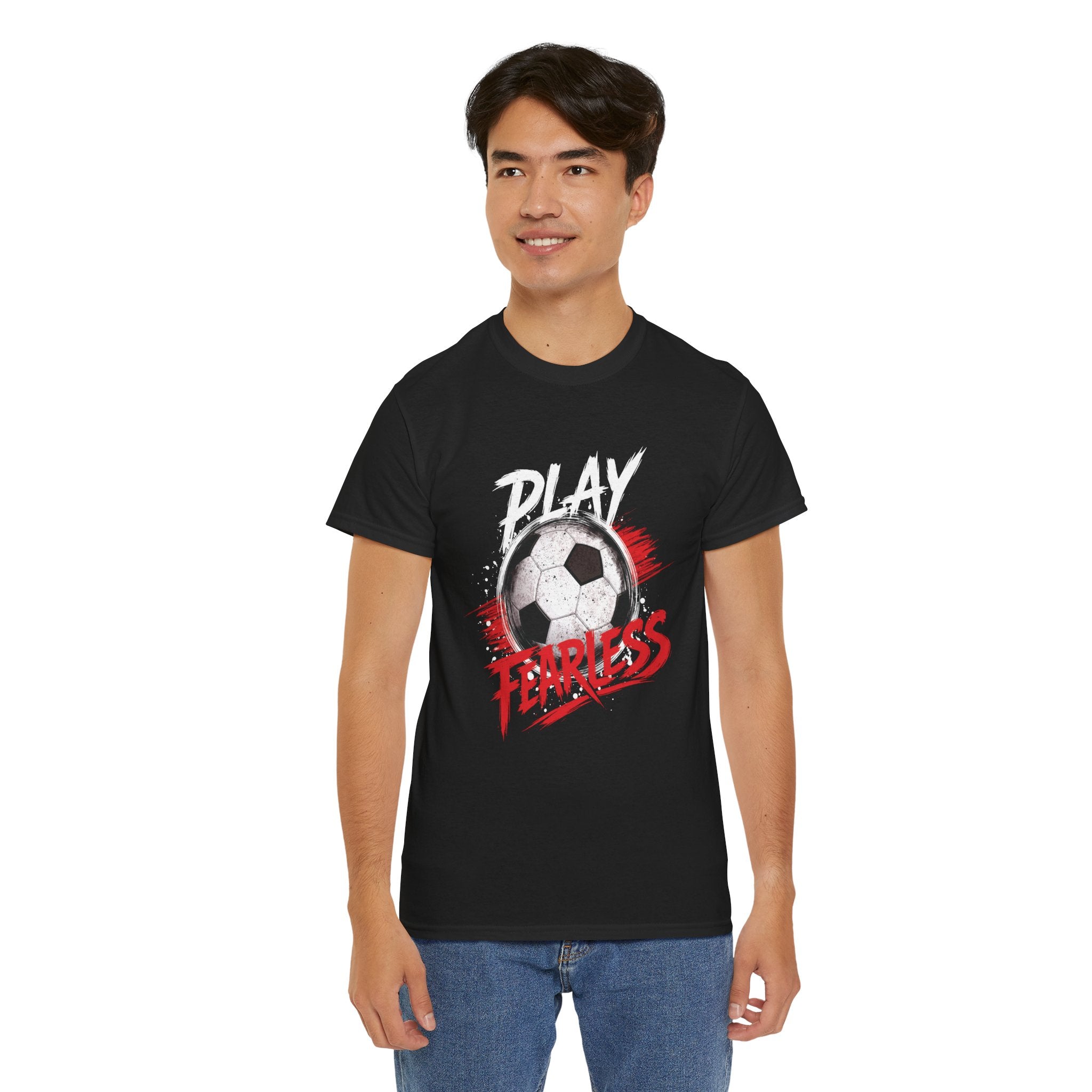 Play Fearless Soccer T-Shirt | Motivational Soccer Graphic Tee | Athlete Gift | Soccer Player Shirt | Sports Fan Unisex Tee