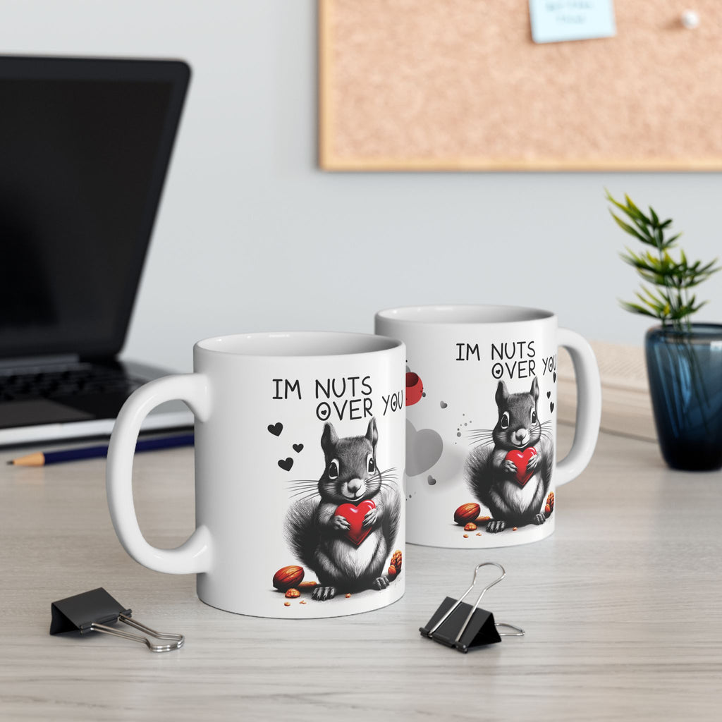 Im Nuts Over You Ceramic Mug, Custom Design Coffee Cup, Personalized Tea Mug, Funny Nut Lover Gift, Customized Love Drinkware, Romantic.