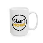 Start Now round badge Mug | Motivational typography coffee cup