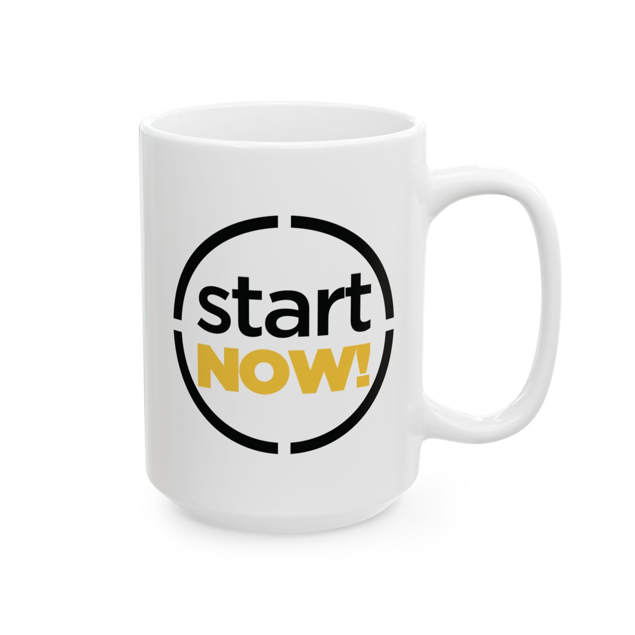 Start Now round badge Mug | Motivational typography coffee cup