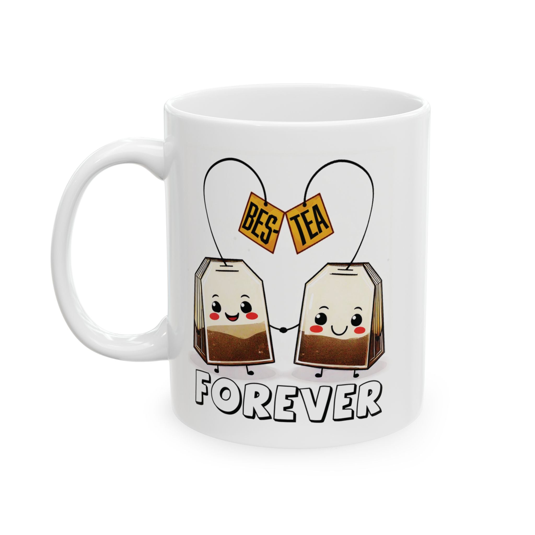 Bes-Tea Humorous, Best Friends Ceramic Mug, Funny Tea Lover Gift, 11oz 15oz Coffee Cup, Bestie Gift, Friendship Cup, Humor Tea Mug.