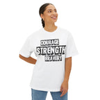 Lion Courage Strength Tee — Inspirational Oversized Boxy Shirt