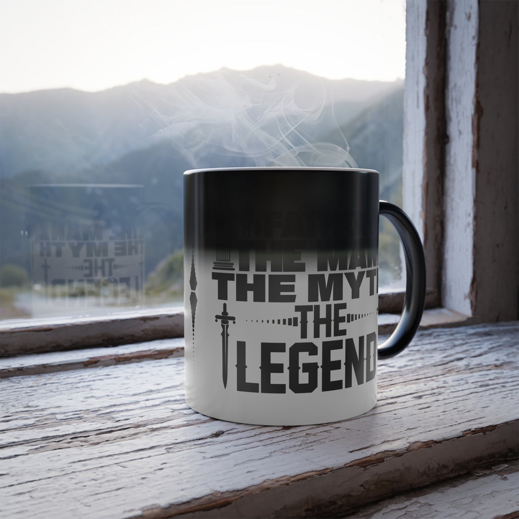 Father - The Man, The Myth, The Legend, Color Changing Coffee Mug, Daddy Gift, Father's Day Present, Dad Birthday Cup, Office Tea Cup, Heat.