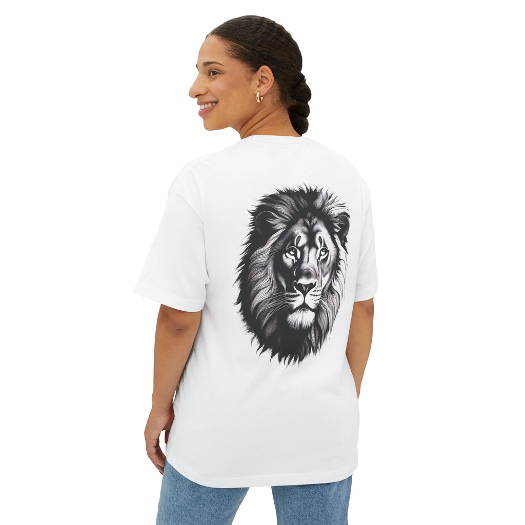 Lion Courage Strength Tee — Inspirational Oversized Boxy Shirt