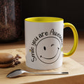 Smile you Are Awesome, Positive Vibes Accent Coffee Mug, Inspirational Mug, Motivational Cup, Gift for Friend, Birthday Present, 11oz, 15oz.