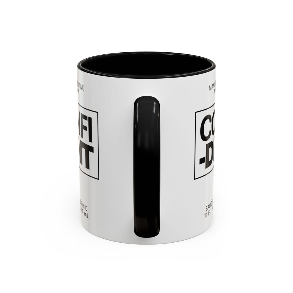 Confident Inspirational Accent Coffee Mug — 'Confident' Motivational Tea Cup with Black Handle
