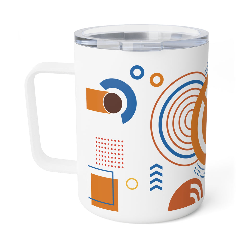 Retro Geometric Circles Insulated Coffee Mug | 10oz