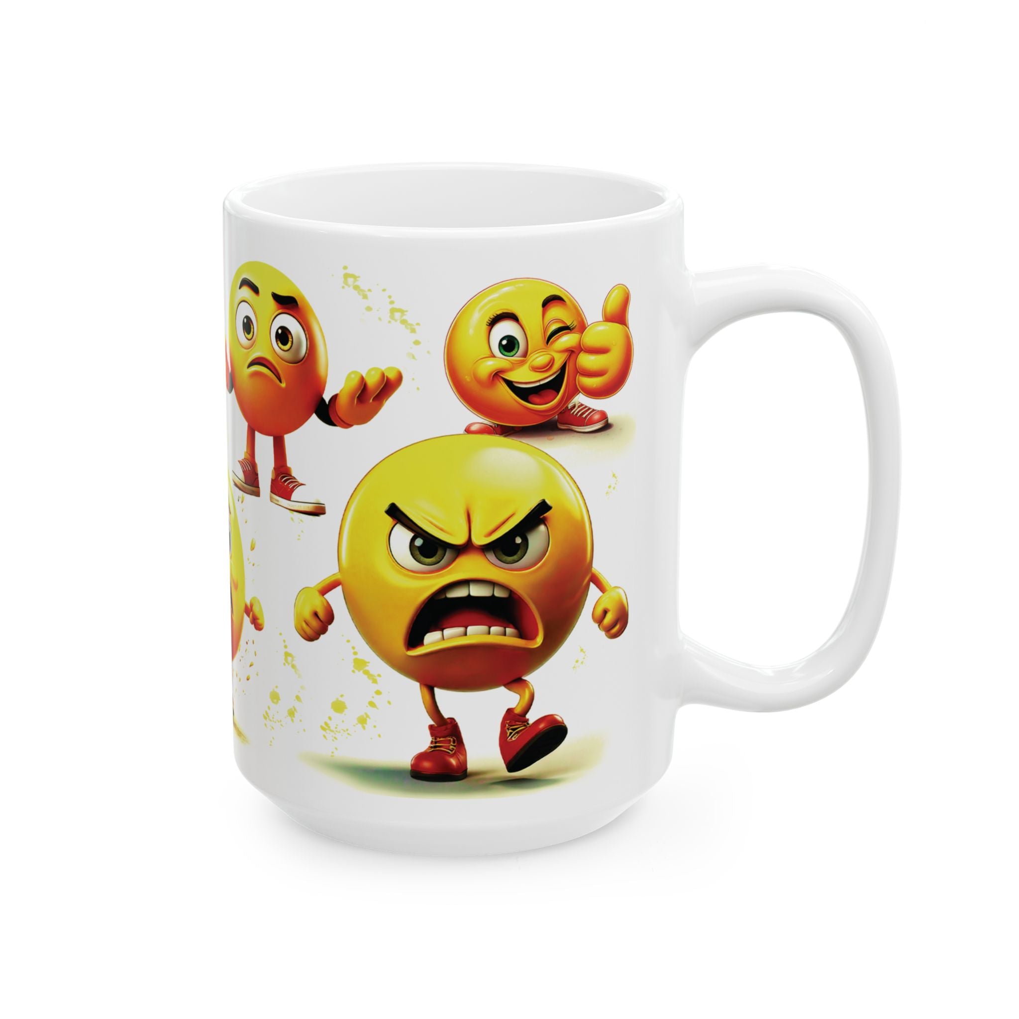 Emoji Custom Ceramic Mug, Funny Emoji Coffee Cup, Personalized Emoji Gift for Coffee Lovers 11oz, 15oz