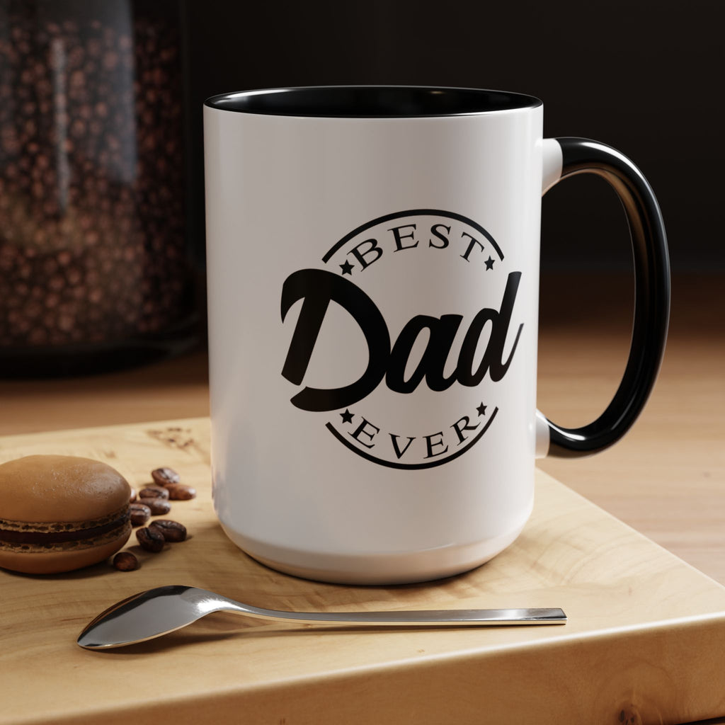 Best Dad Ever Accent Coffee Mug, Unique Gift for Father's Day, Birthday Present for Dad, Home Office Decor, Cool Dad Cup.