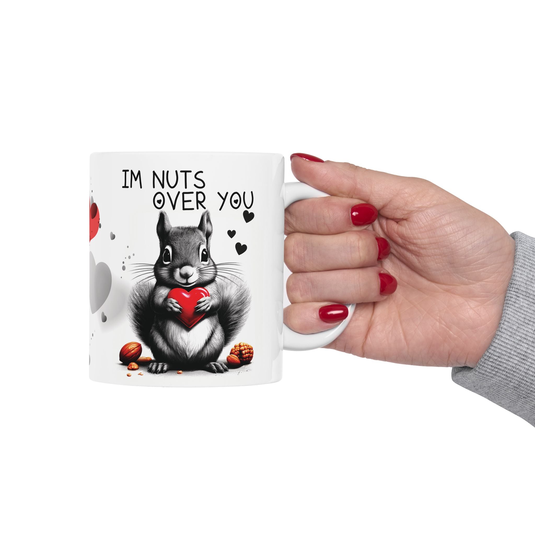 Im Nuts Over You Ceramic Mug, Custom Design Coffee Cup, Personalized Tea Mug, Funny Nut Lover Gift, Customized Love Drinkware, Romantic.