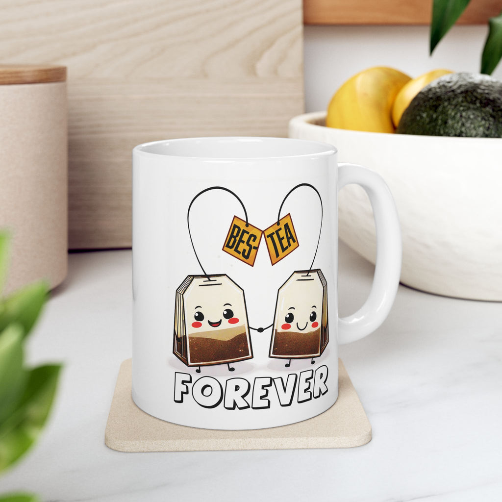 Bes-Tea Humorous, Best Friends Ceramic Mug, Funny Tea Lover Gift, 11oz 15oz Coffee Cup, Bestie Gift, Friendship Cup, Humor Tea Mug.