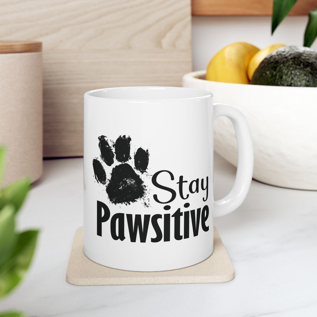 Stay Pawsitive Mug, Dog Lover Gift, Animal Lover Coffee Cup