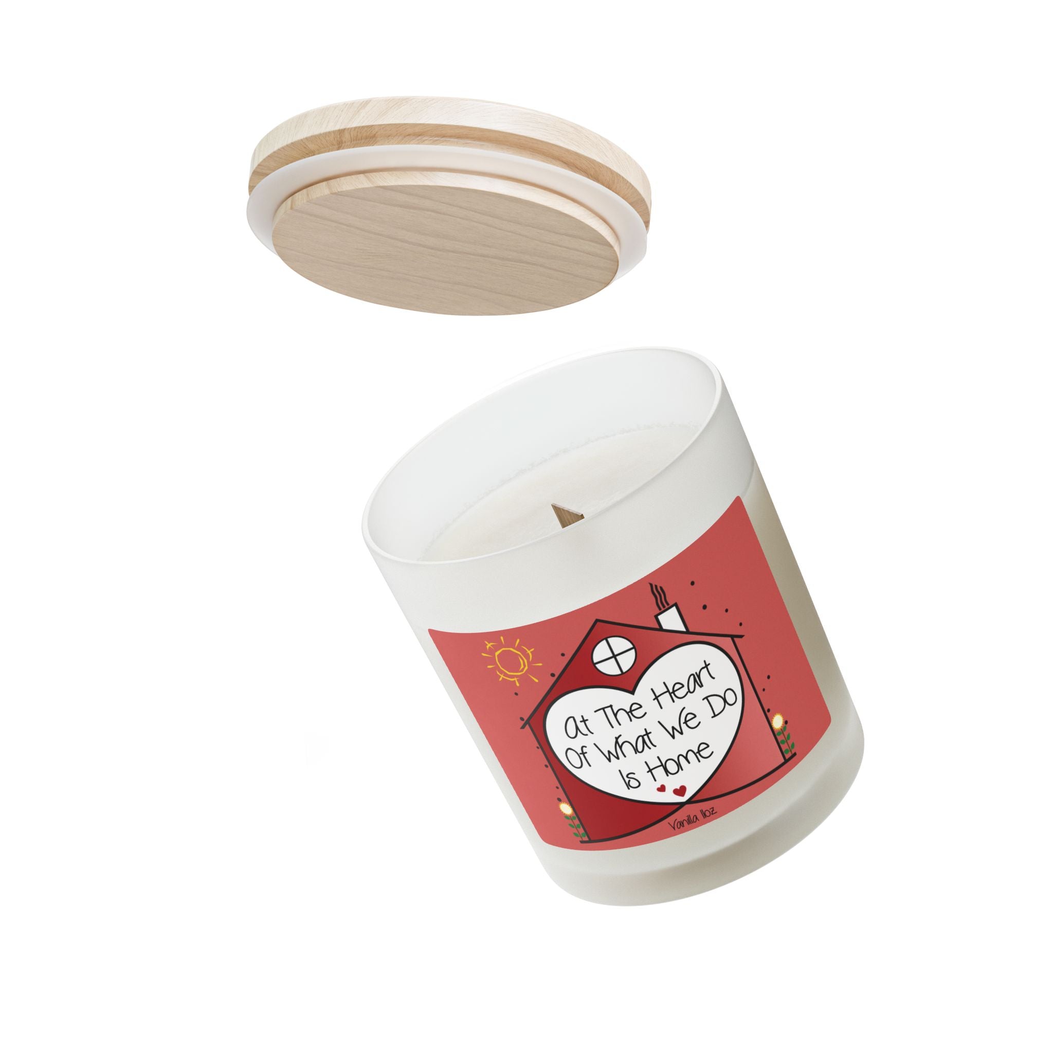 At The heart Of What We Do is Home, Frosted Glass Candle, 11oz. Home Decor, Aromatherapy, Inspirational Gift, Housewarming Present.
