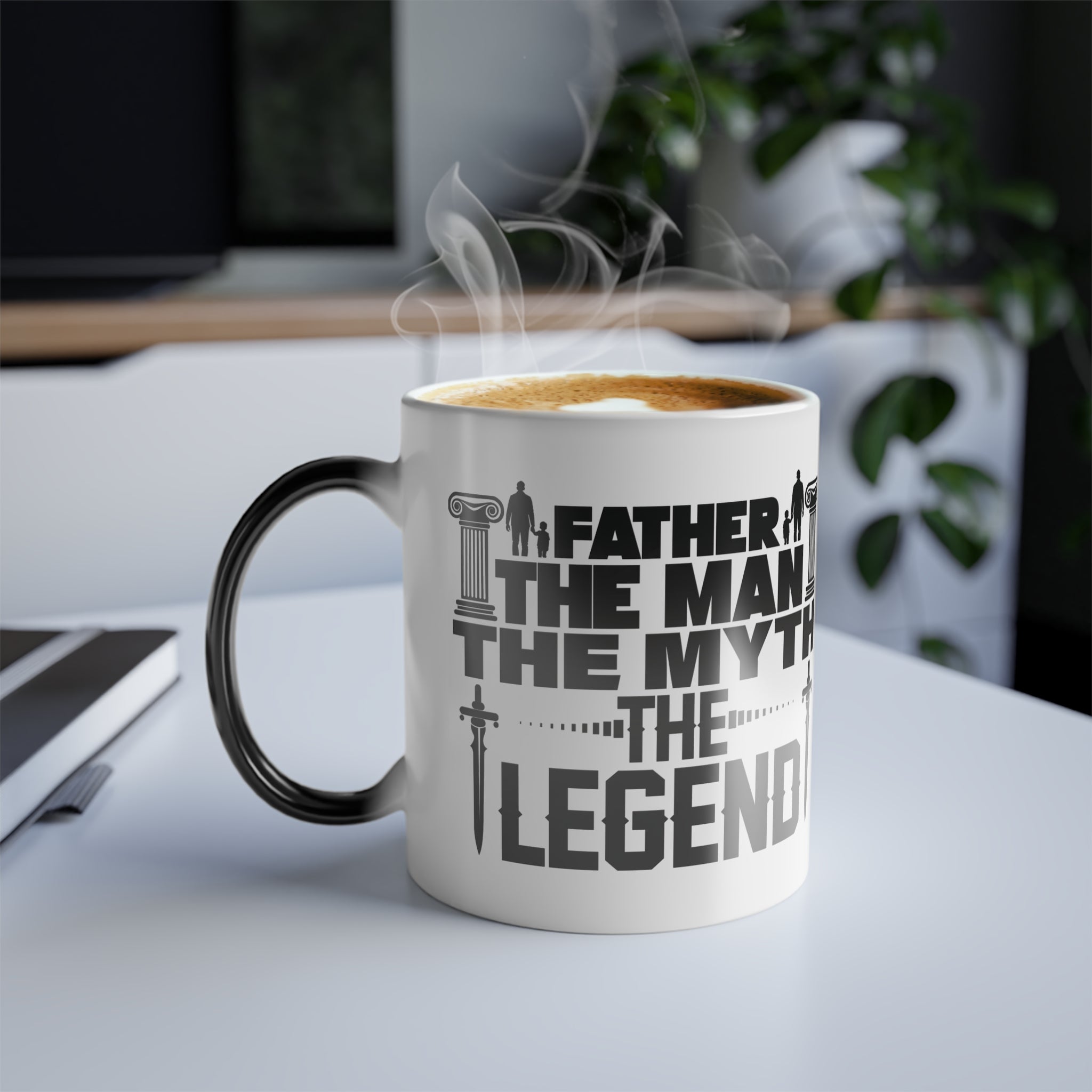 Father - The Man, The Myth, The Legend, Color Changing Coffee Mug, Daddy Gift, Father's Day Present, Dad Birthday Cup, Office Tea Cup, Heat.