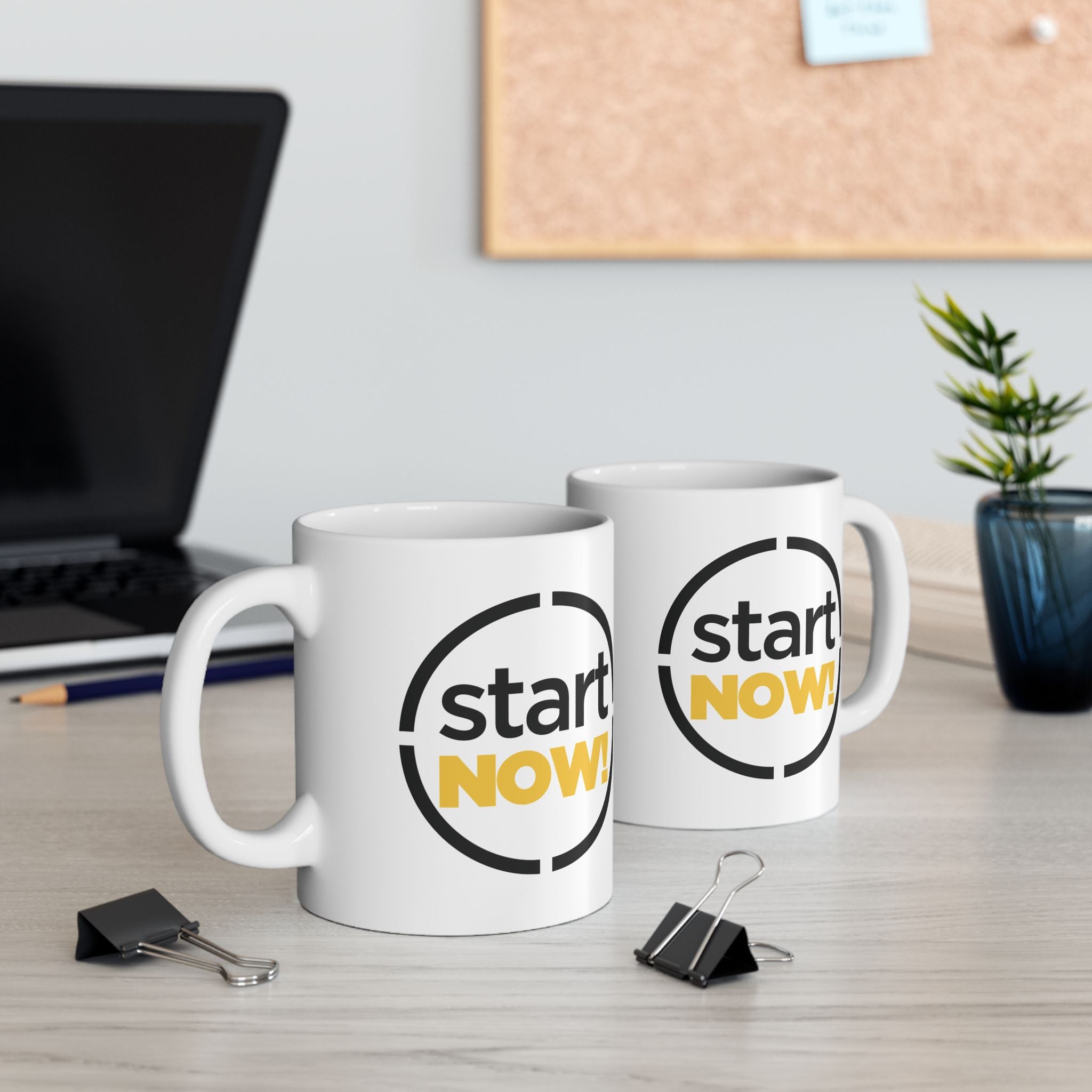 Start Now round badge Mug | Motivational typography coffee cup