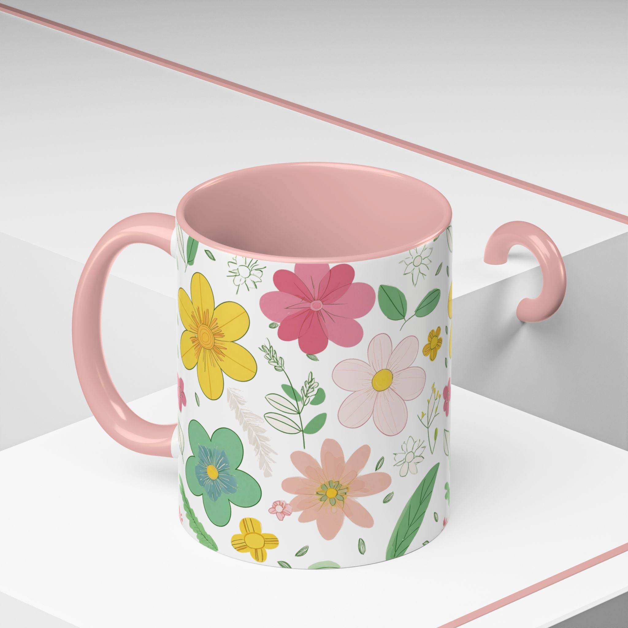 Blossom Floral Mug, Flower Ceramic Cup, Pretty Floral Tea Mug, Coffee Cup Gift, Spring Blossom Mug.