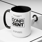 Confident Inspirational Accent Coffee Mug — 'Confident' Motivational Tea Cup with Black Handle