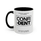 Confident Inspirational Accent Coffee Mug — 'Confident' Motivational Tea Cup with Black Handle